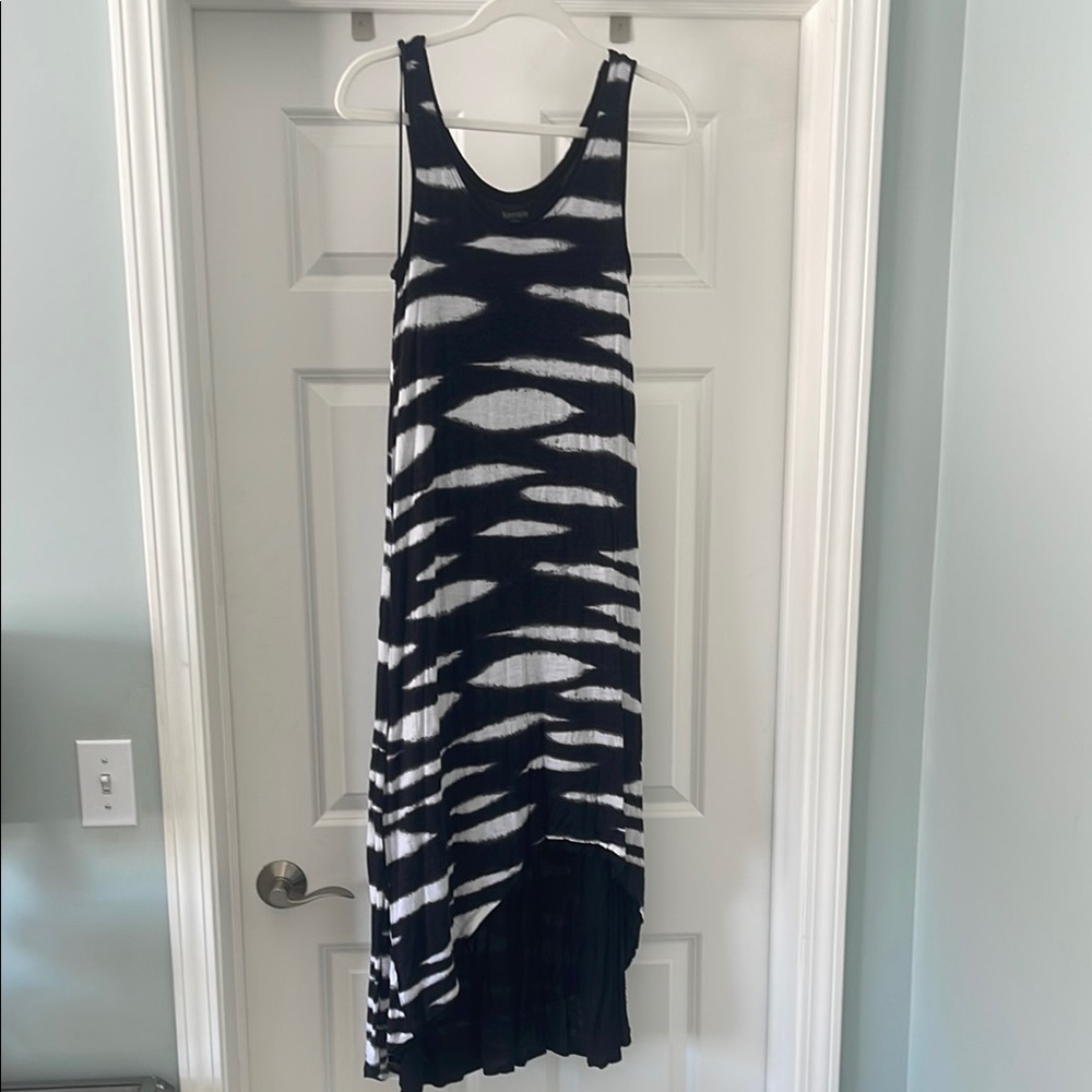 Kensie Blue and Black Sleeveless Scoop Neck Maxi Sundress